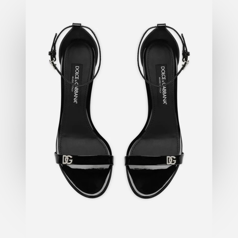 Dolce & Gabbana Black Patent Heels PATENT LEATHER SANDALS